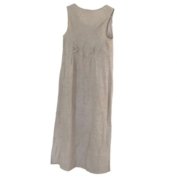 Ann Taylor Maxi Dress Linen Color Beige     Size 10 Made in USA open to the side - Picture 3 of 6
